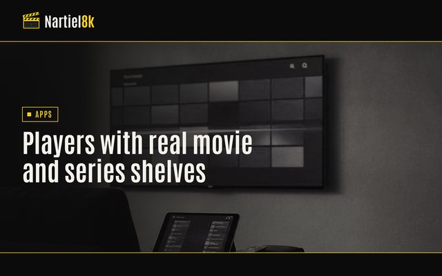 Nartiel8k cover for "Best IPTV Apps for Movies, Series and Live TV on a Big Screen": a television in a darkened room, shown in black and yellow