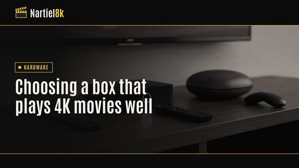Nartiel8k cover for "Best IPTV Box for 4K Movies, Series and Live TV at Home": a television in a darkened room, shown in black and yellow