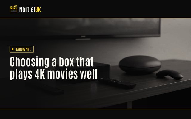 Nartiel8k cover for "Best IPTV Box for 4K Movies, Series and Live TV at Home": a television in a darkened room, shown in black and yellow